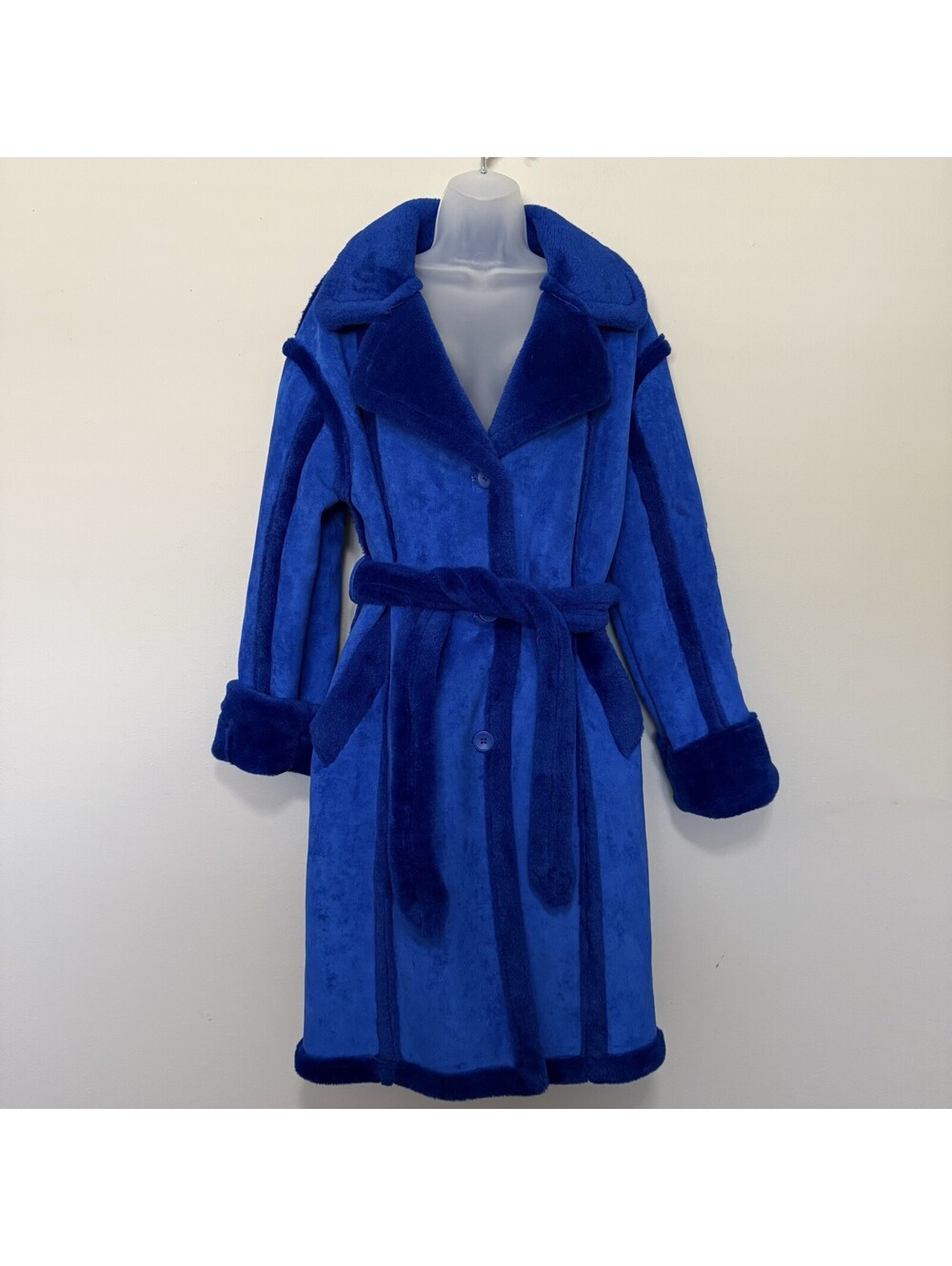 OW Collection Revolve Electric Blue New York Faux Trim Long Coat XS